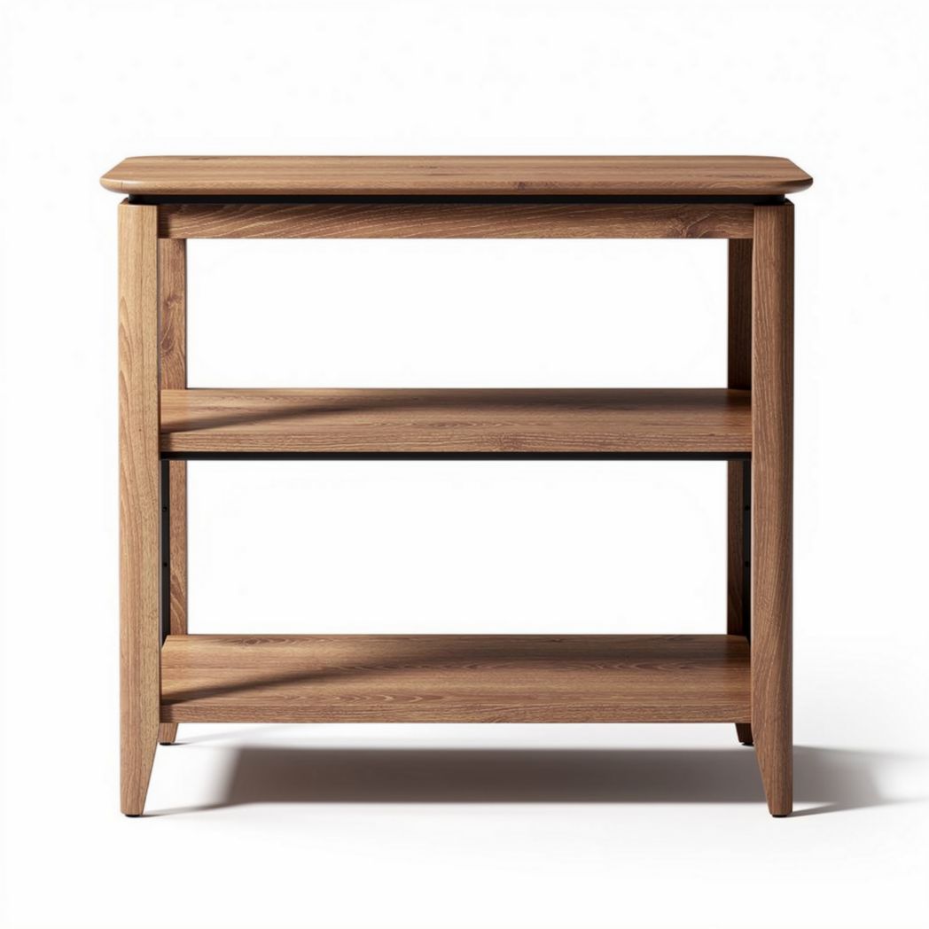 Wooden console table with two shelves for living room storage 90 x 40 x 80cm