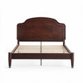 Wooden platform bed frame with arched headboard in dark brown finish 200 x 160 x 100cm