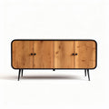 Wooden sideboard cabinet with four doors and metal legs 120 x 40 x 70cm