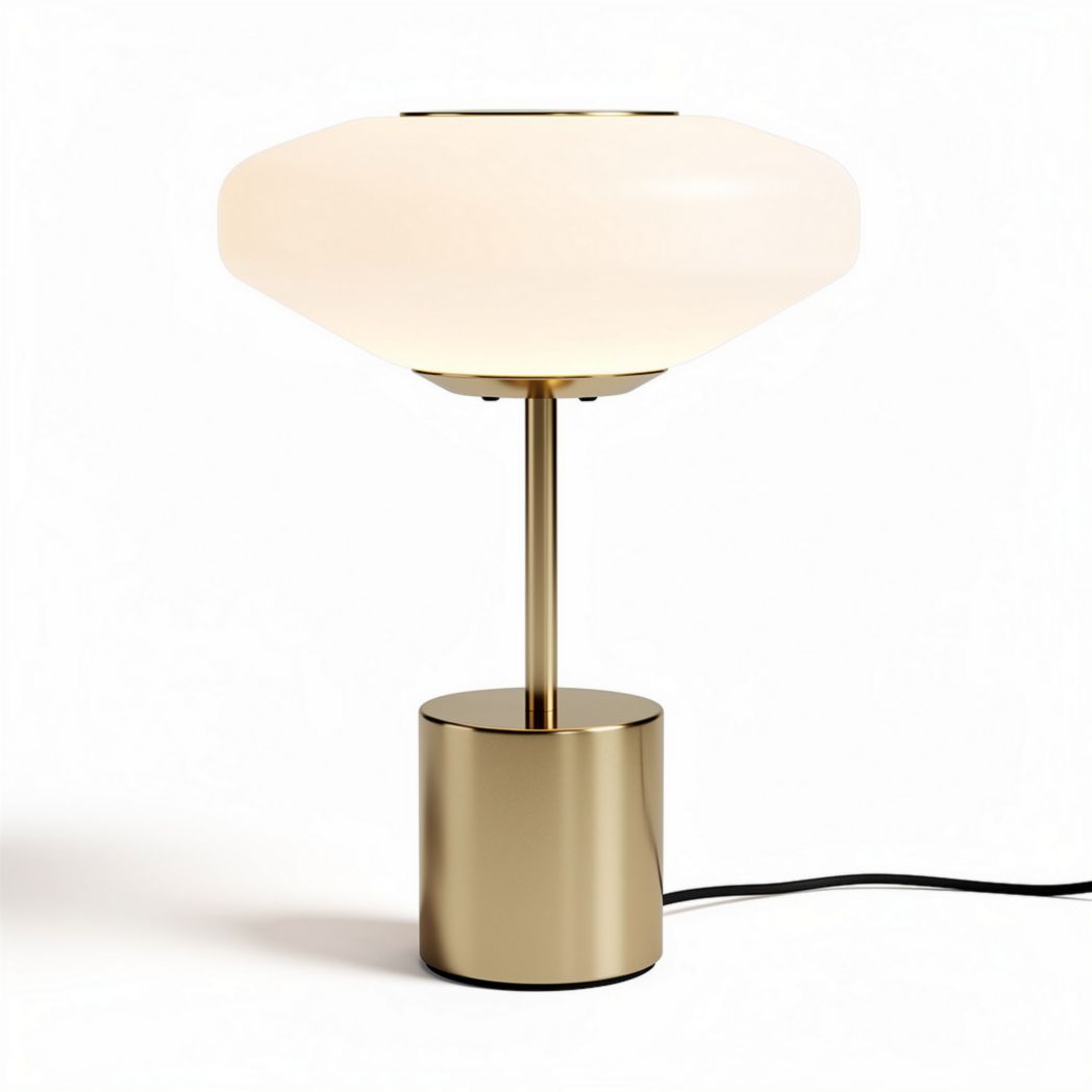 Table lamp with frosted glass shade and metal base 20 x 20 x 35cm
