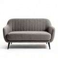 Two-seater sofa with vertical stitching design gray fabric upholstery 180 x 80 x 85cm