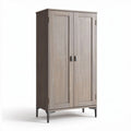 Wooden wardrobe with two doors in gray finish dimensions 90 x 45 x 180cm