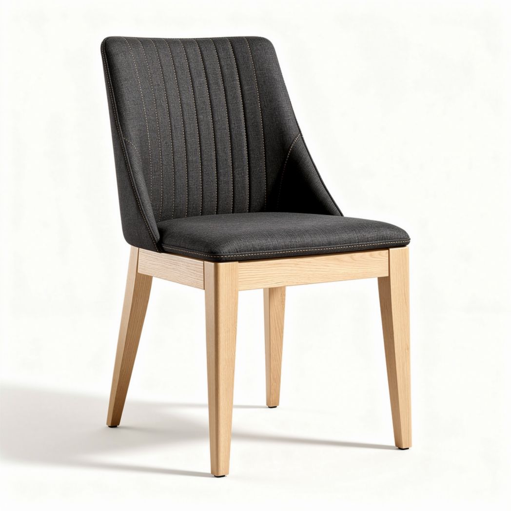 Upholstered dining chair with wooden legs in gray 45 x 50 x 85cm
